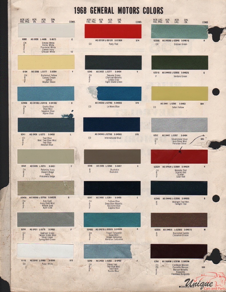 1968 General Motors Paint Charts Arco 2